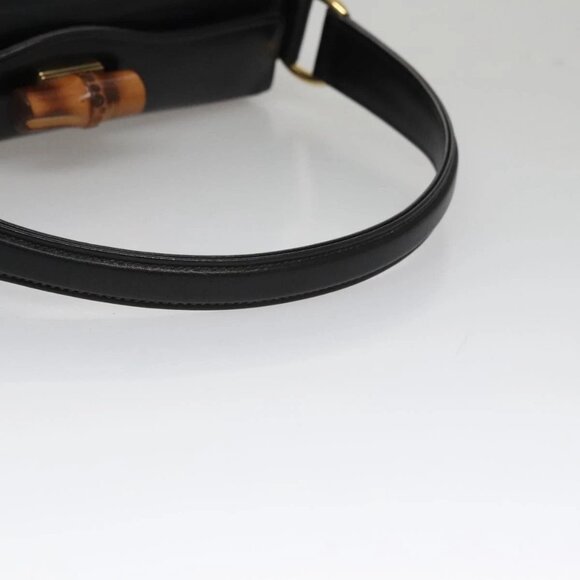 GUCCI Bamboo Hand Bag Enamel Black Auth ep7256 - Picture 8 of 16